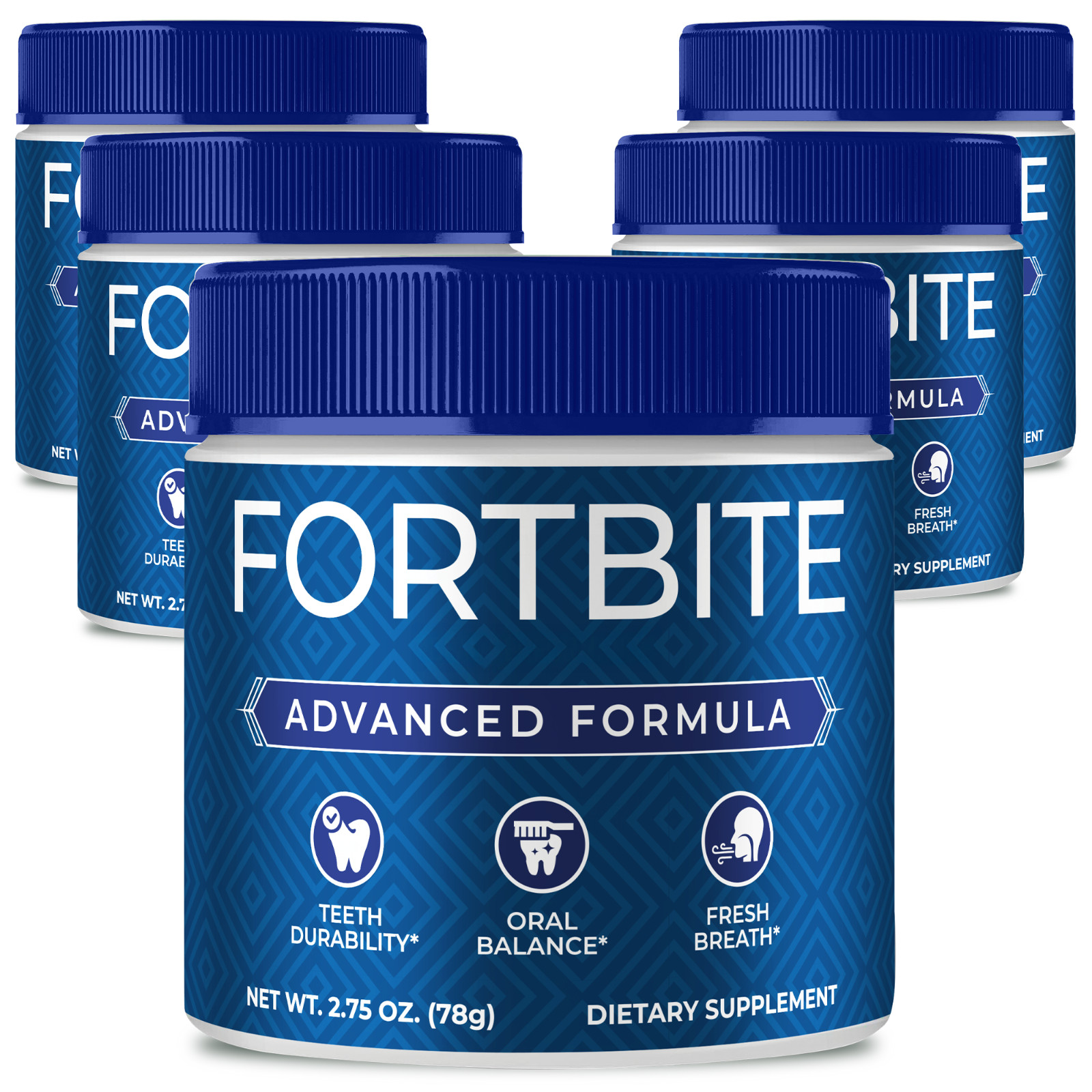 (5 Pack) FortBite Tooth Powder, Advanced Fort Bite Natural Dental & Gum Support