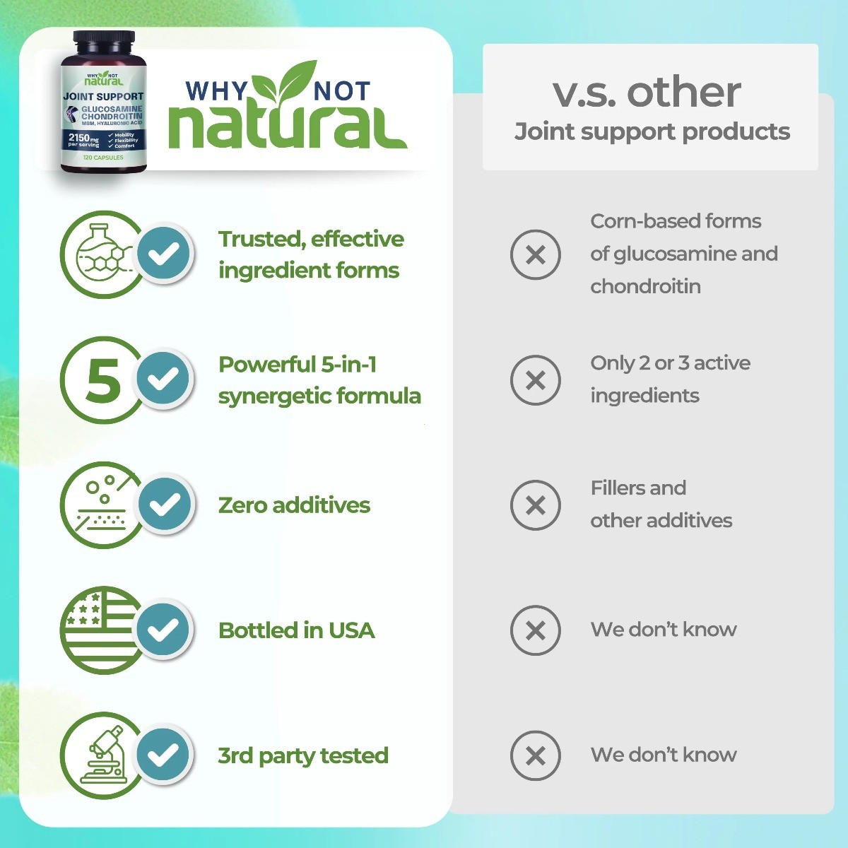 Joint Support Glucosamine Chondroitin MSM Capsules for Mobility & Flexibility