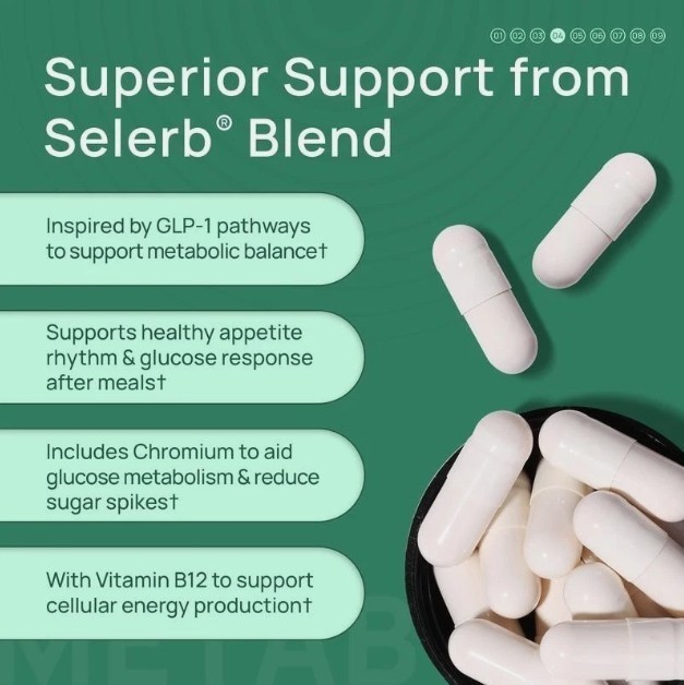 2 BOTTLES-Selerb Metaburn – Chromium, B12&Berberine HCl,60 Caps for Nutrient