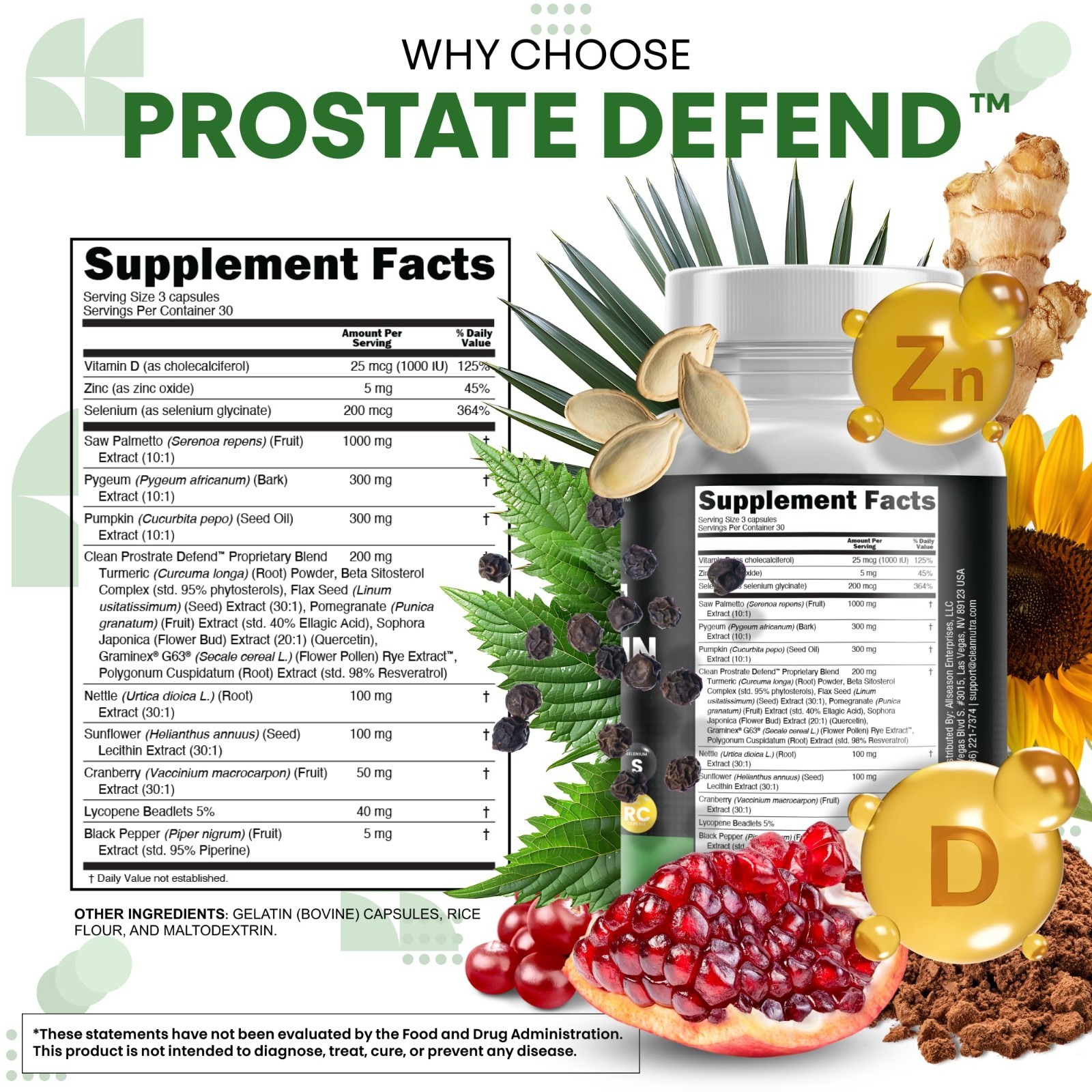 Prostate Health Supplements for Men – Saw Palmetto, Pumpkin Seed Oil, Lycopene –