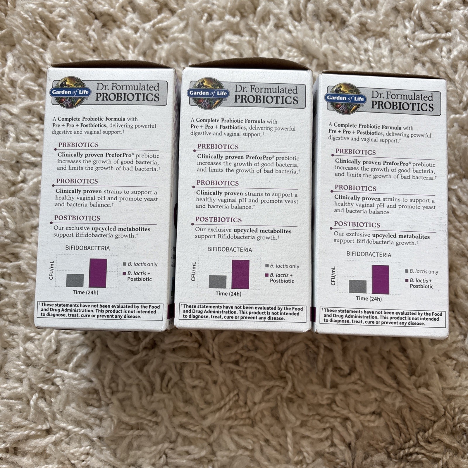3x Garden of Life Feminine pH Daily Care 40 Billion CFU 30 Veg Caps 5/27+