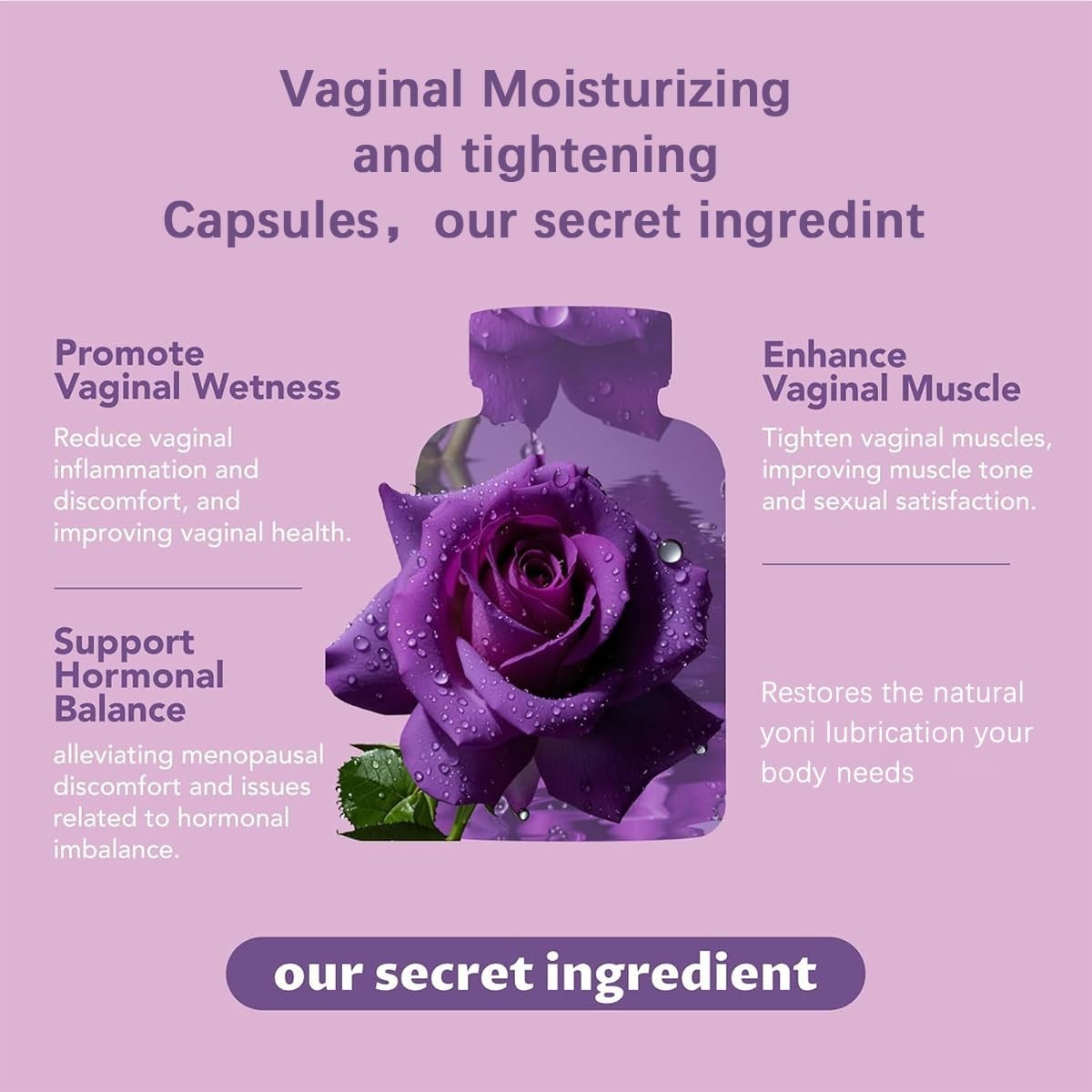 Women’s Feminine Vaginal Moisture Supplement pH Balance Slippery Elm Maca – 60ct