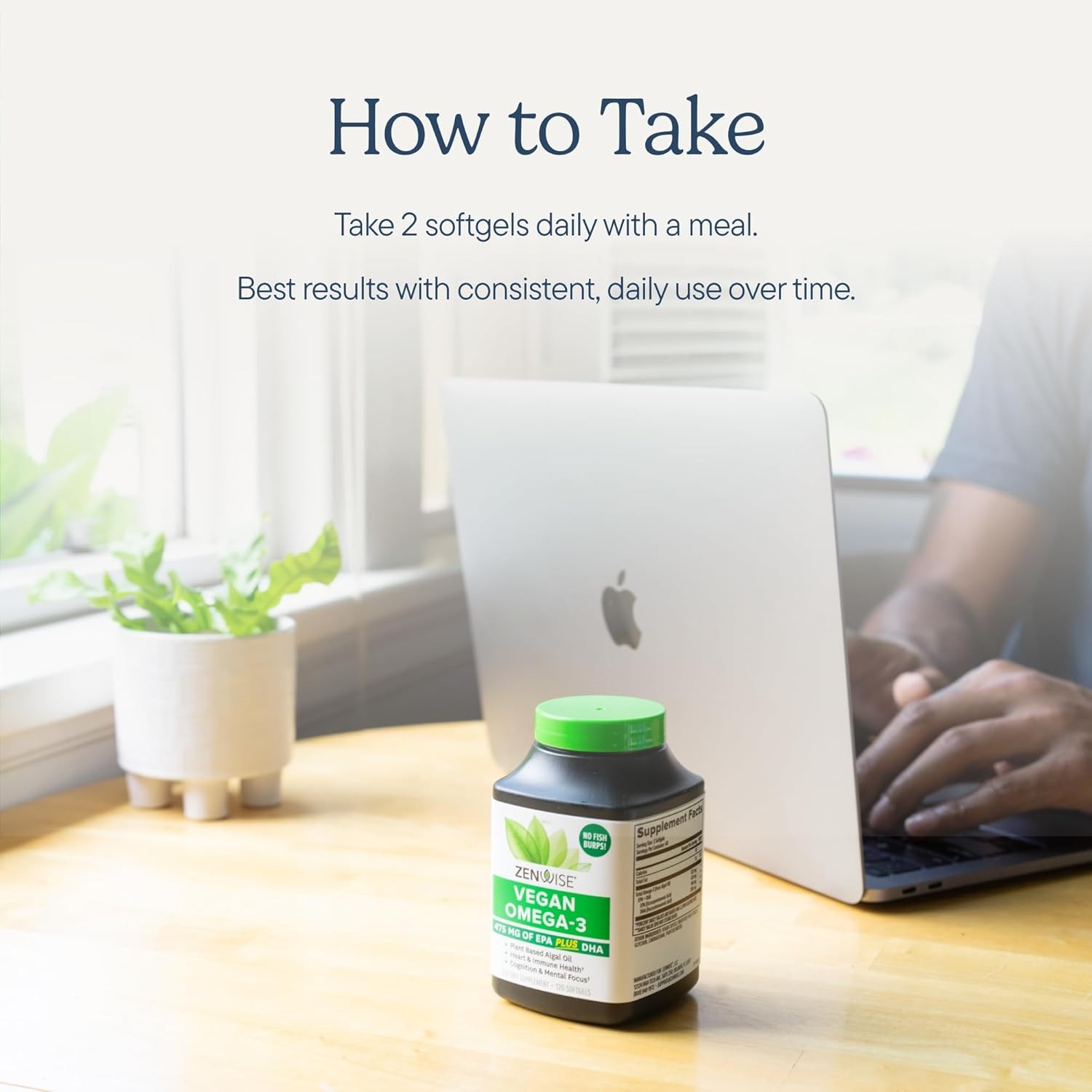 Zenwise Health Vegan Omega 3 Supplement – Burpless Omega 3 Supplement with DHA,