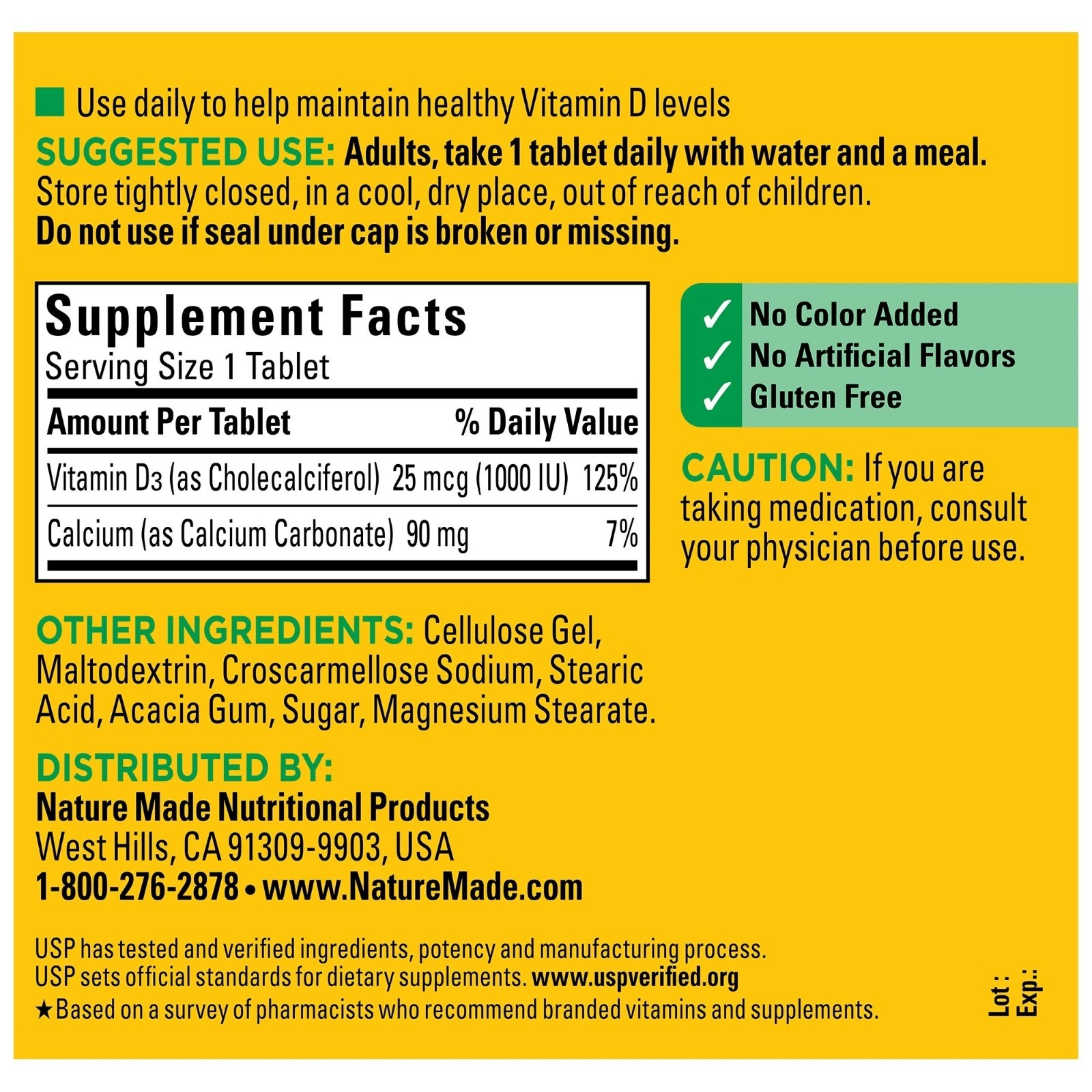 Nature Made Vitamin D3 1000 IU Tablets, 350 Count, Vitamin D, Dietary Supplement