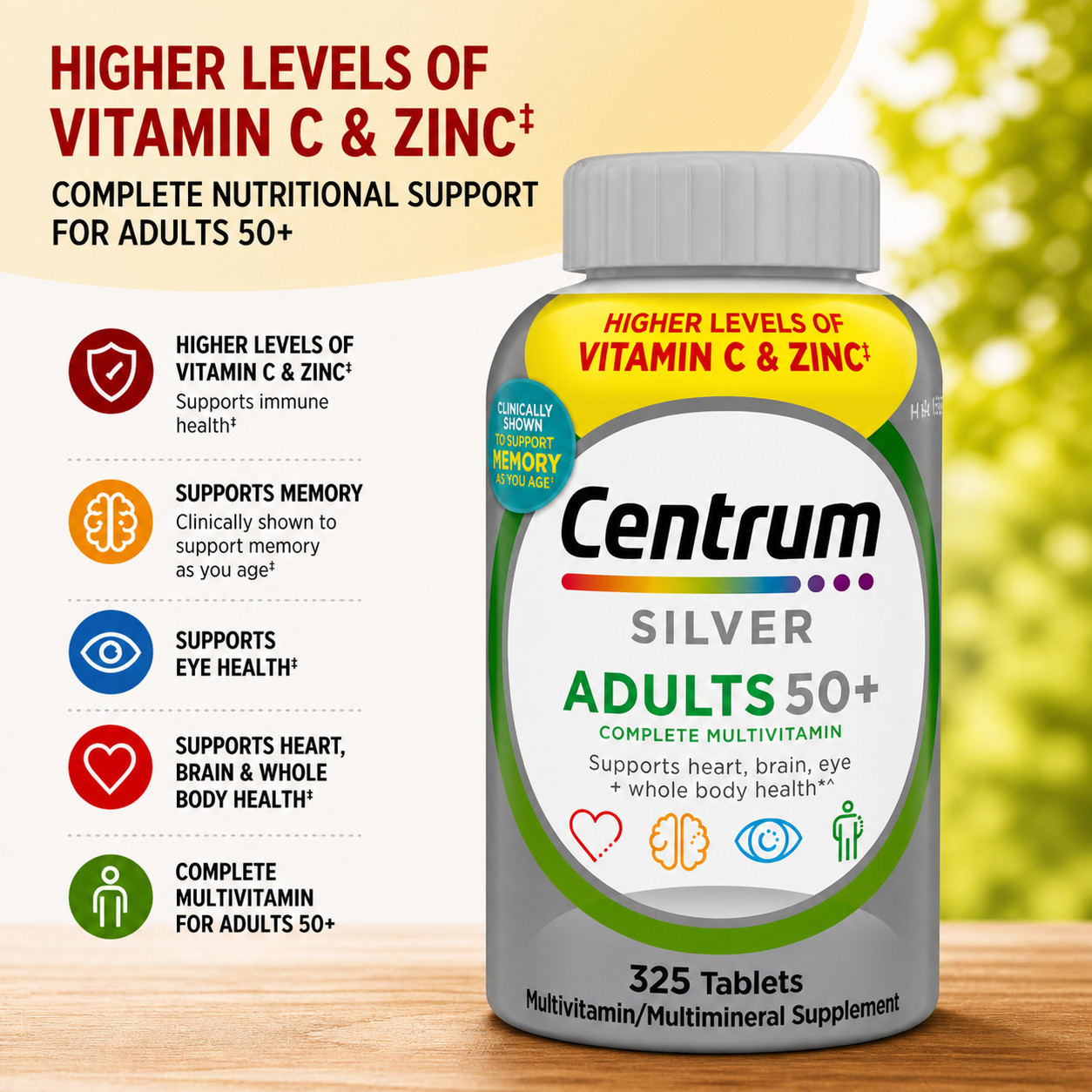 Pack Centrum Silver Adults 50+ Multivitamin, 325 Tablets