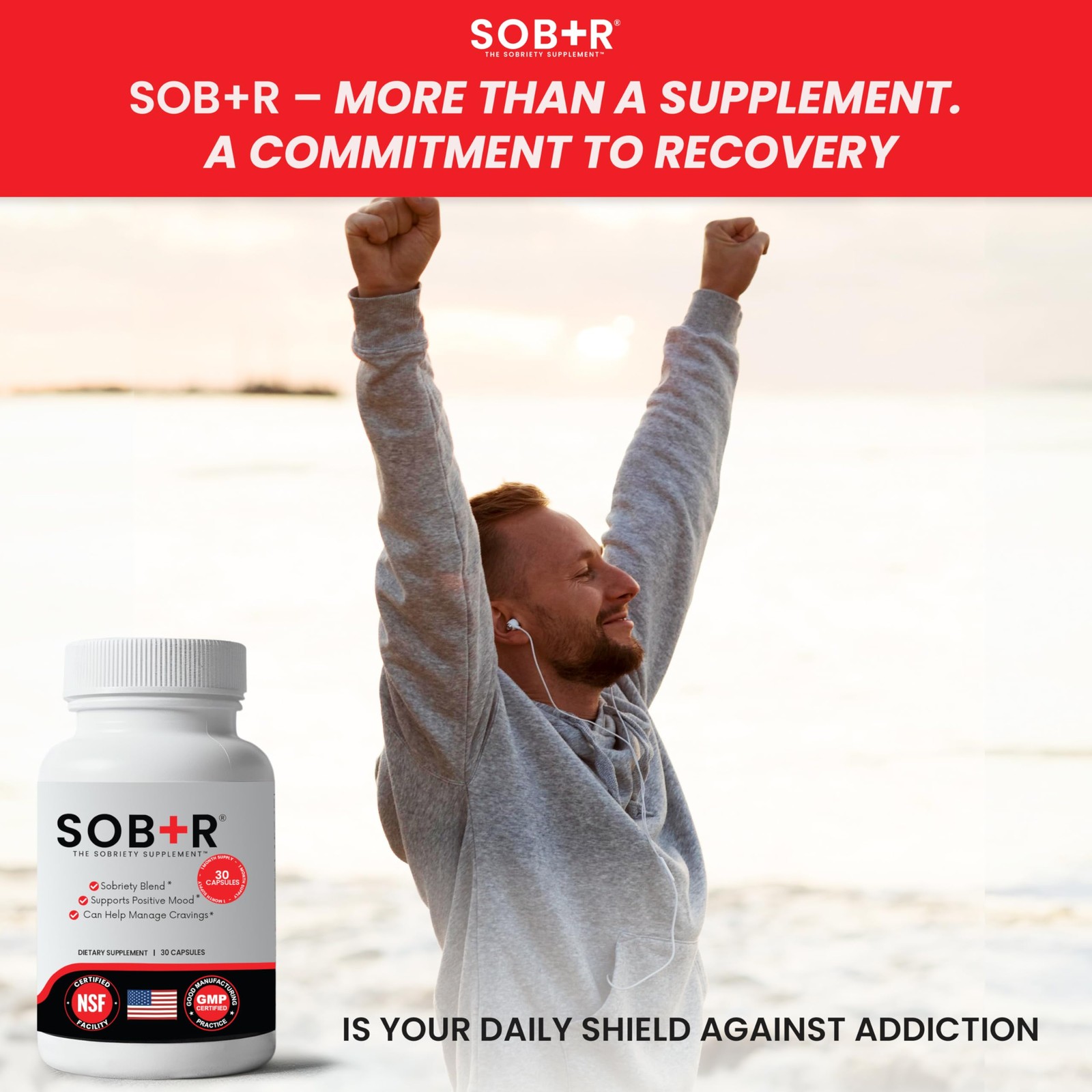 SOB+R Natural Drug Recovery Supplement | 30 Count (Pack of 1), Neutral