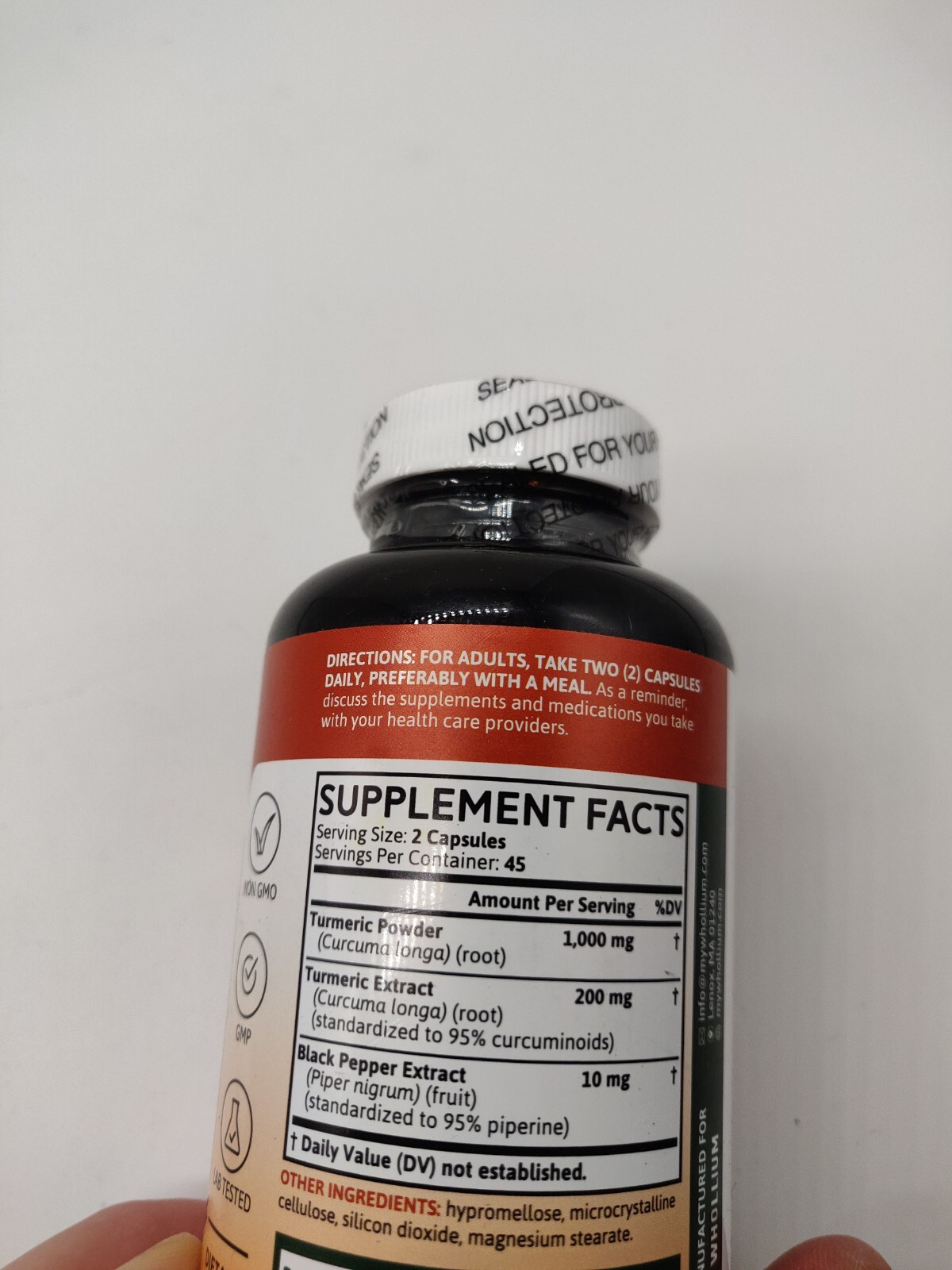 Whollium Turmeric Curcumin, 1200 mg, Best Choice for Overall Health 06/2025