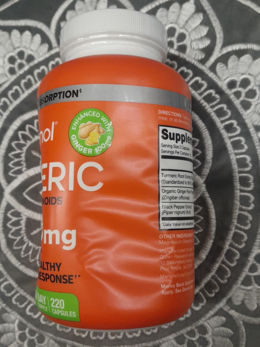 Qunol Turmeric (95%Curcuminoids) 1500 mg+Ginger+Black Pepper 220Caps EXP 05/2028