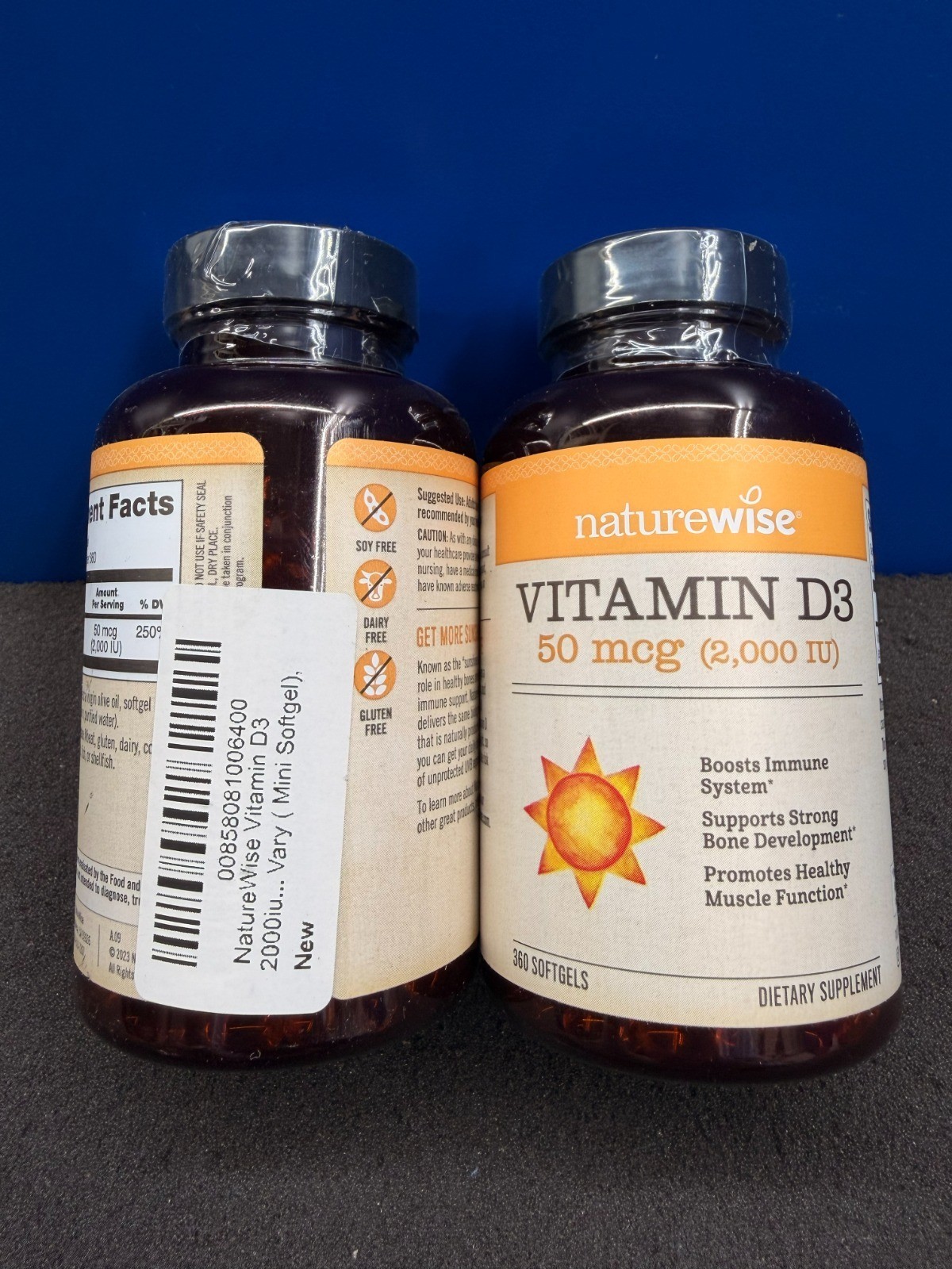2 Pack Naturewise Vitamin D3 2000 IU 50mcg Softgels- 360 Count *Expires 03/2028*