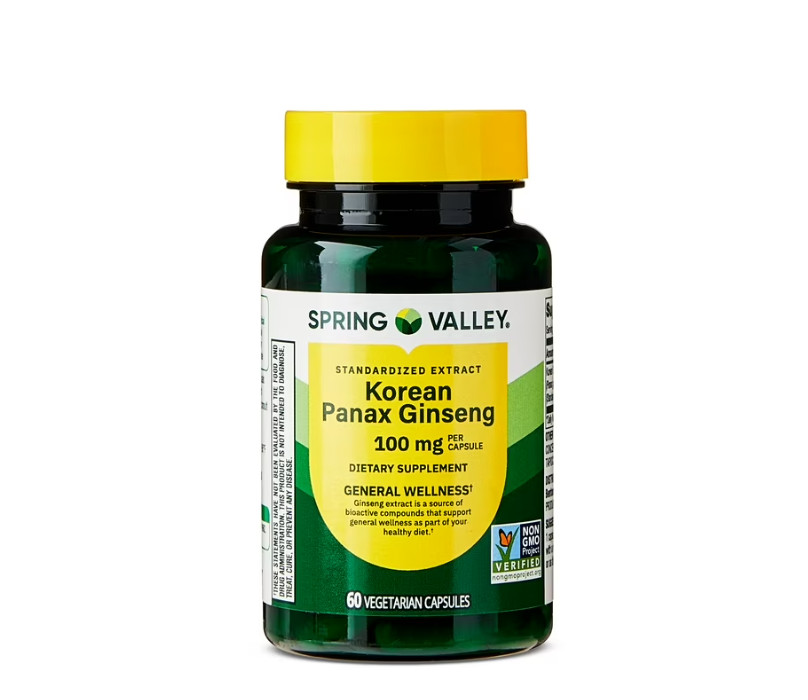 3 PACK Spring Valley Korean Panax Ginseng Capsules, 100 mg, 60 Count Vegetarian