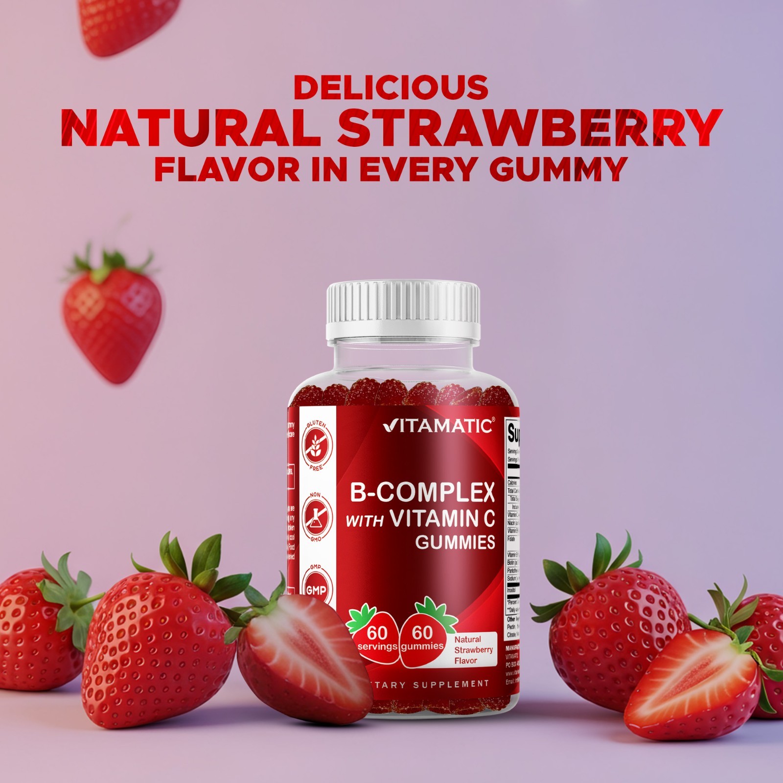 (3 Pack) Vitamatic Vitamin B Complex Gummies with Vitamin C & Inositol