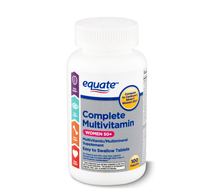 2 PACK Equate Complete Multivitamin/Multimineral Supplement Tablets, Women 50+