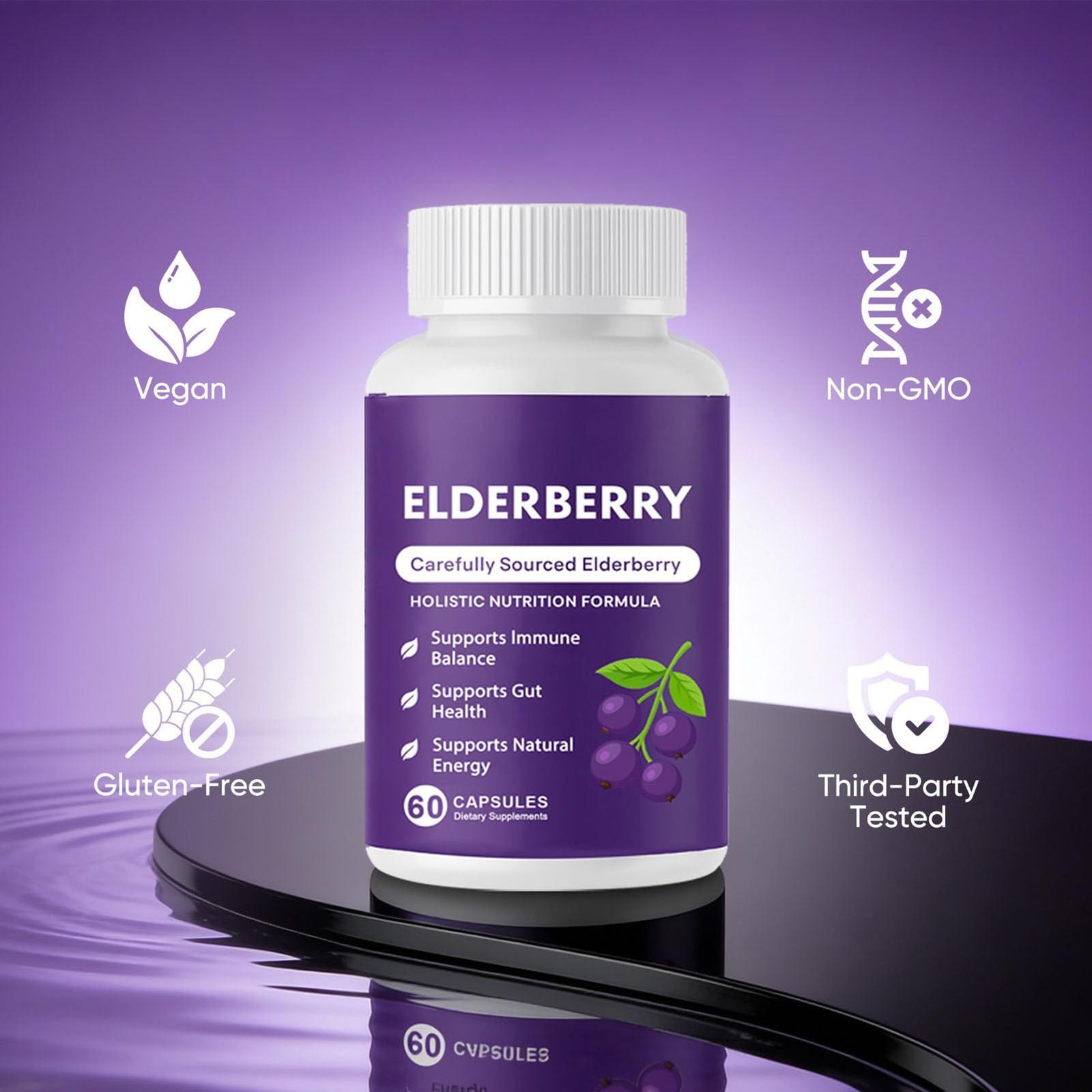 Support Elderberry Gut Elvera Complex – Organic Black Elderberry Soft Capsules