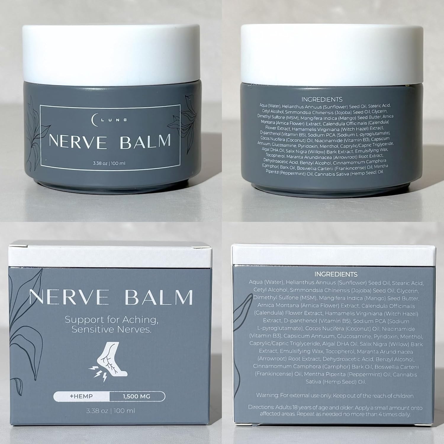 Lune Nerve Balm Neuropathy Cream for Burning, Tingling & Numbness in Feet 3.4 oz