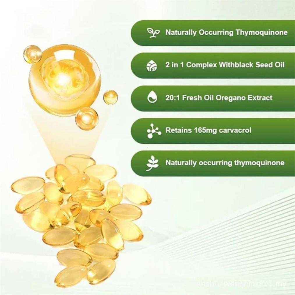 OIL OF OREGANO Softgels with Black Seed Oil – 6000mg Oregano Oil ( 2 PACK )