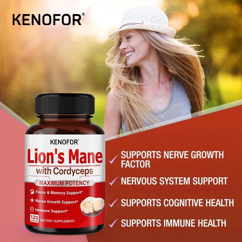 Organic Lion’s Mane Mushroom Supplement (450 mg) – 30/60/120 Capsules