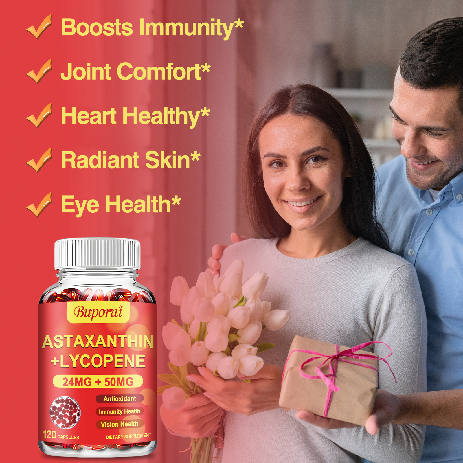 Astaxanthin +Lycopene – Support Eye & Heart Health, Immune Support, Antioxidant