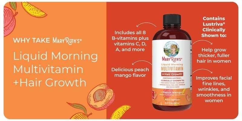 2 Bottles Lustriva Liquid Hair Multivitamin Anti Aging Skin Care Peach Mango