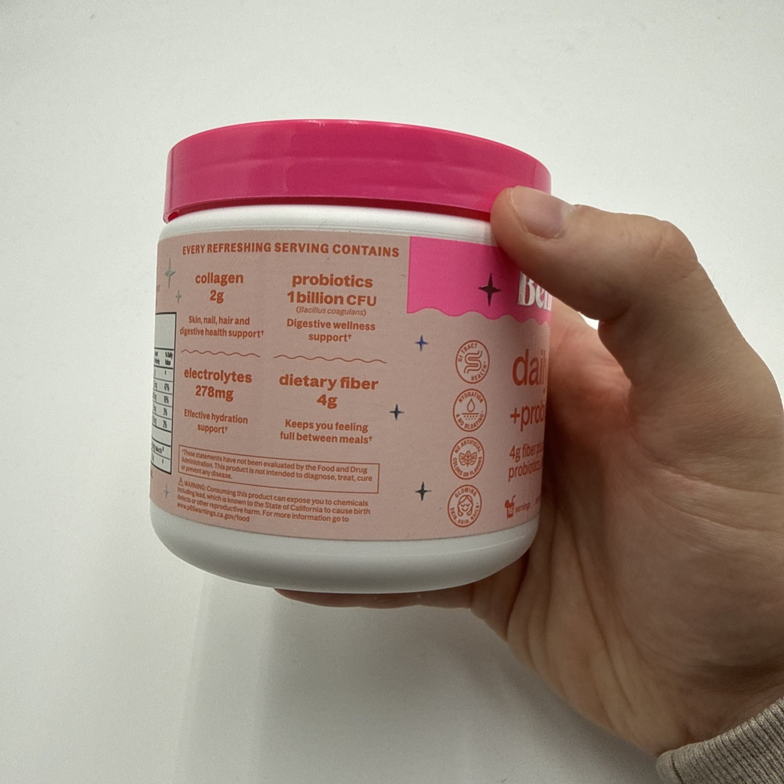BelliWelli Fiber Supplement- Collagen, Probiotics and Electrolytes, Exp 11/2026