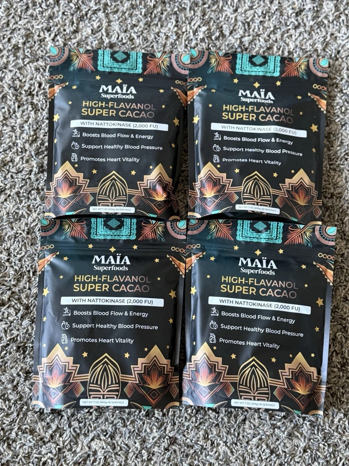 4 x MAIA High-Flavanol Super Cacao Cardiovascular Superfood 4oz. 30 Servings-New