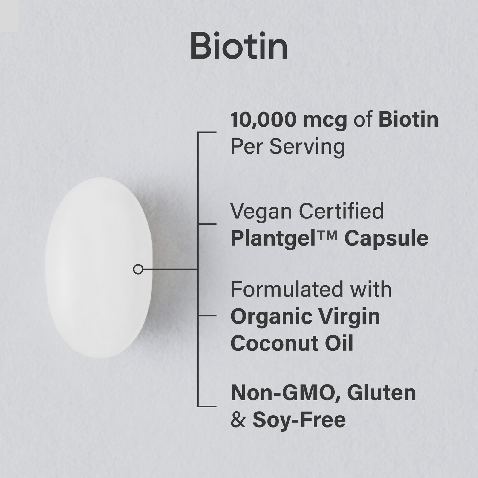 Vegan Biotin 10,000mcg Max Strength for Keratin Gluten Free 120 Veggie Softgels