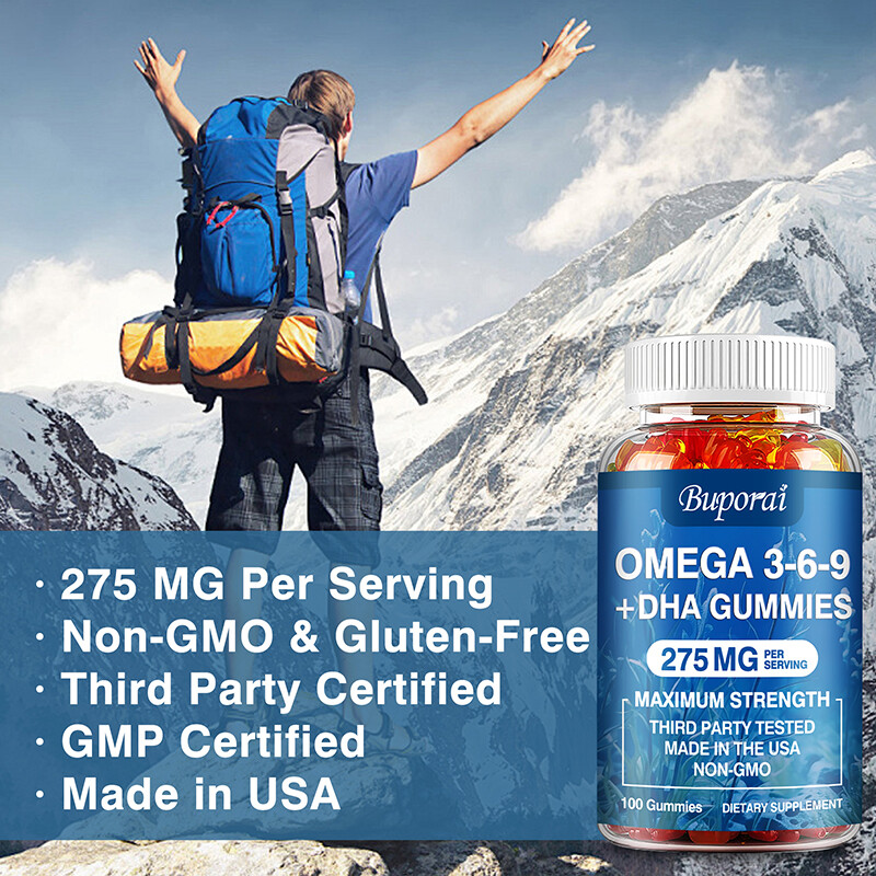 Omega 3 6 9 + DHA Gummies – Joint & Cardiovascular Health, Brain & Eye Health