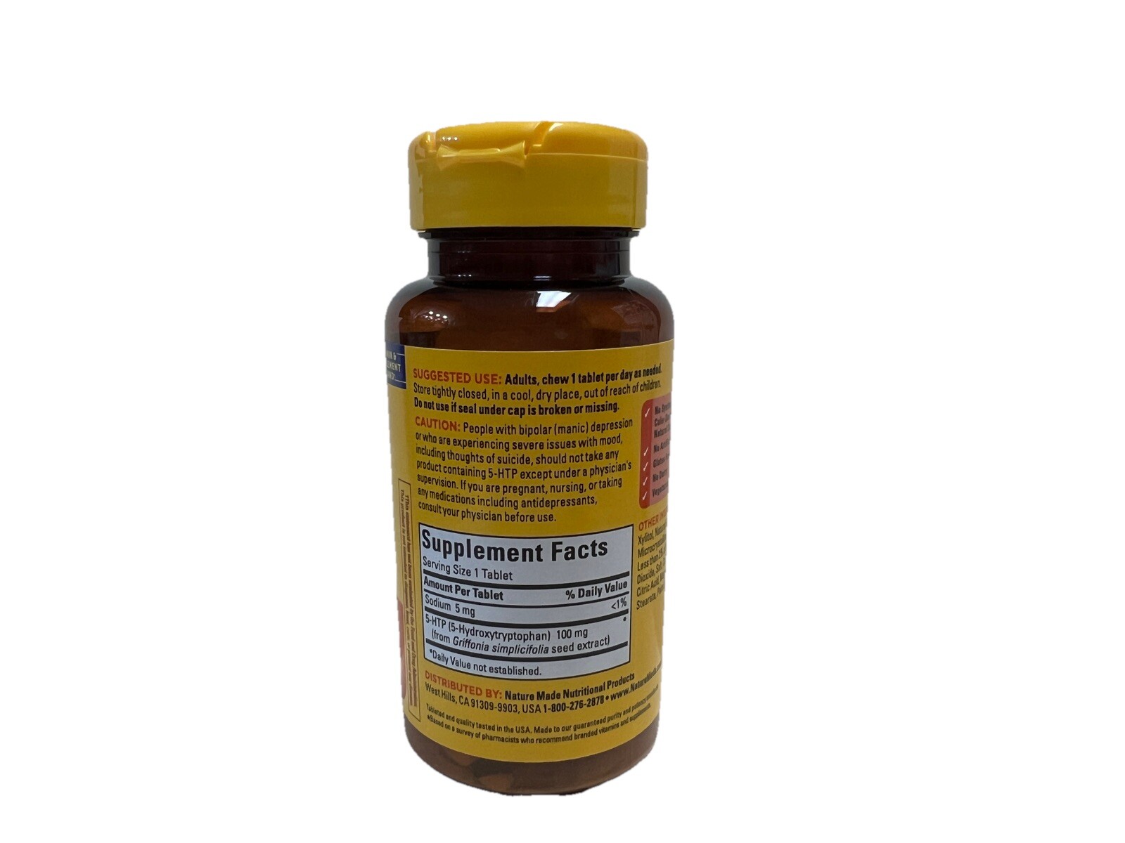 Nature Made 5-HTP Chewable -Orange Citrus 100mg 30 Tablets -New- EXP 01/2025