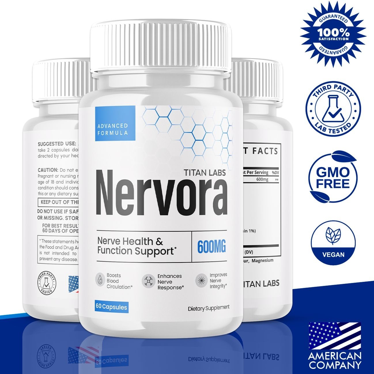 (1 Pack) Nervora Nootropic Natural Brain Support Supplement Nerv Ora 60 Caps