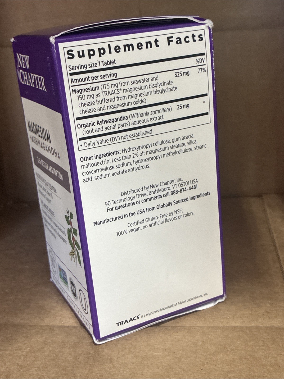 New Chapter Magnesium Ashwagandha – 90 Tablets Non-GMO Vegan Gluten-Free 1/27+