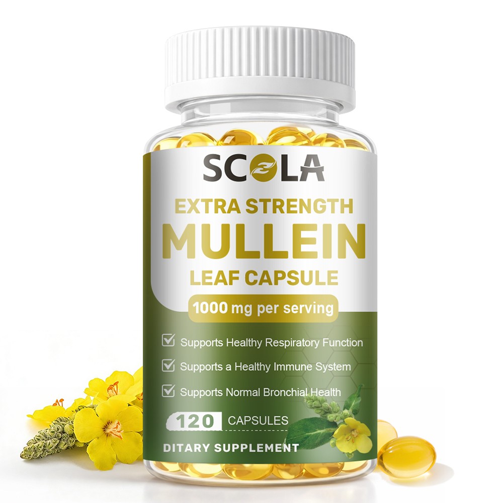 Mullein Leaf Capsules Extra Strength Support Respiratory Health Lung Detox 120Pc