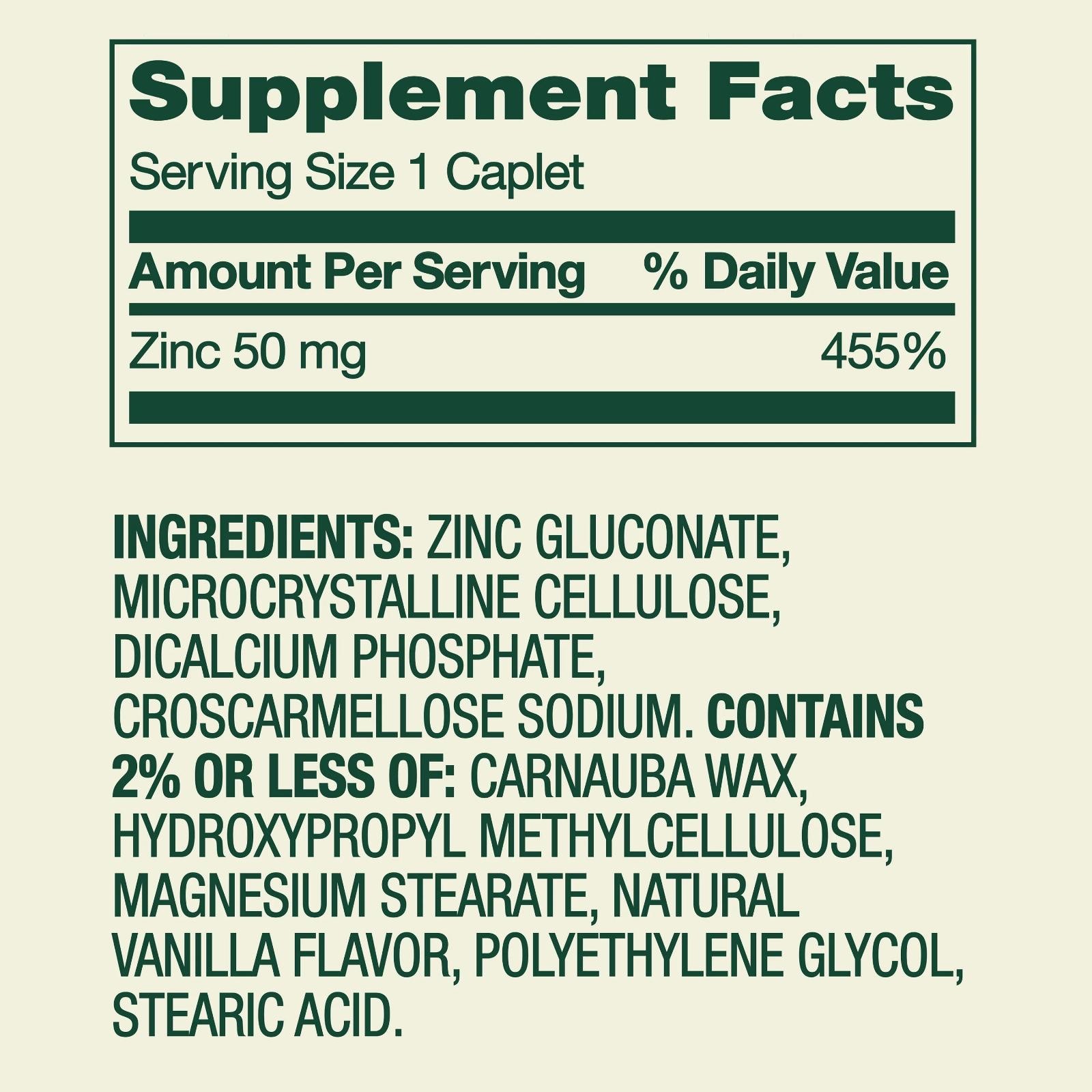 Zinc 50 Mg Immune Skin Health Collagen Cell Growth Enzyme Support, 200 Caplets
