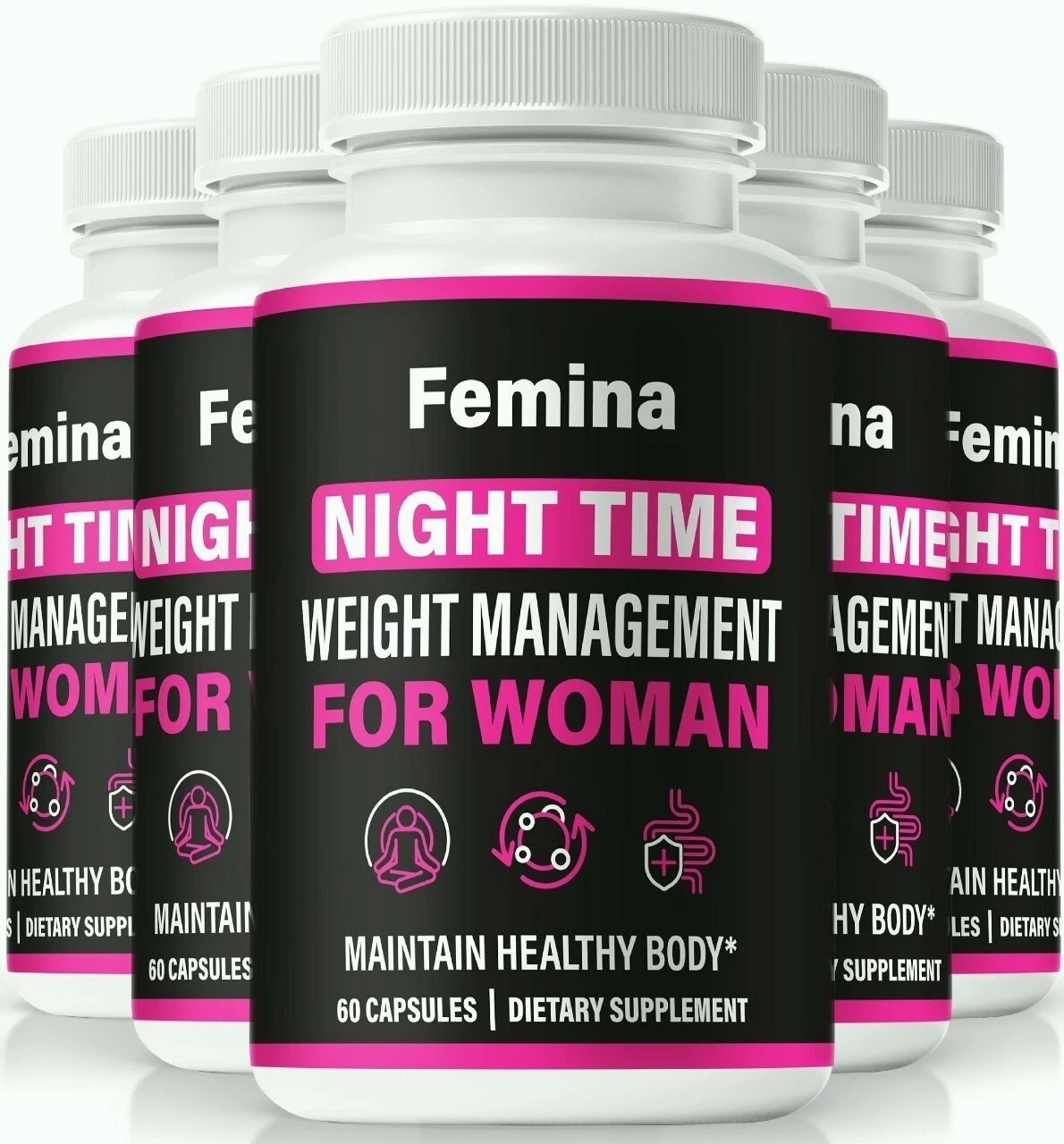 (5 Pack) Femina Night Time Capsules, Femina NightTime Formula Fat Burner 60ct