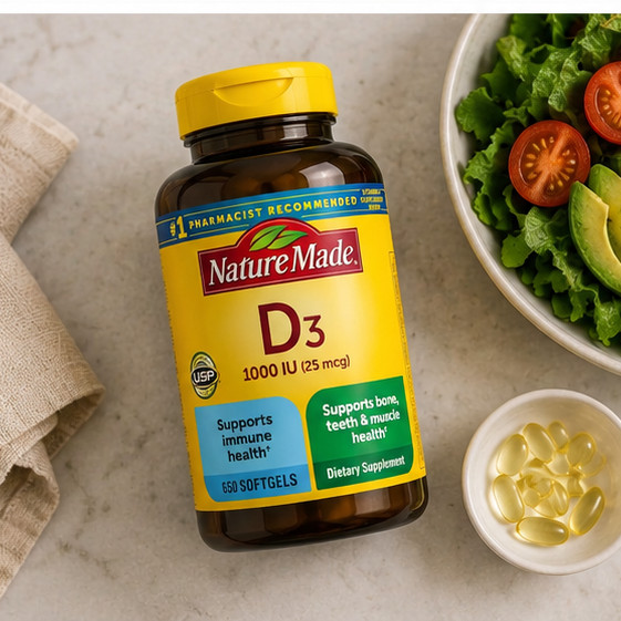 3 Pack Nature Made Vitamin D3 25 mcg. 1000 IU 650 Softgels