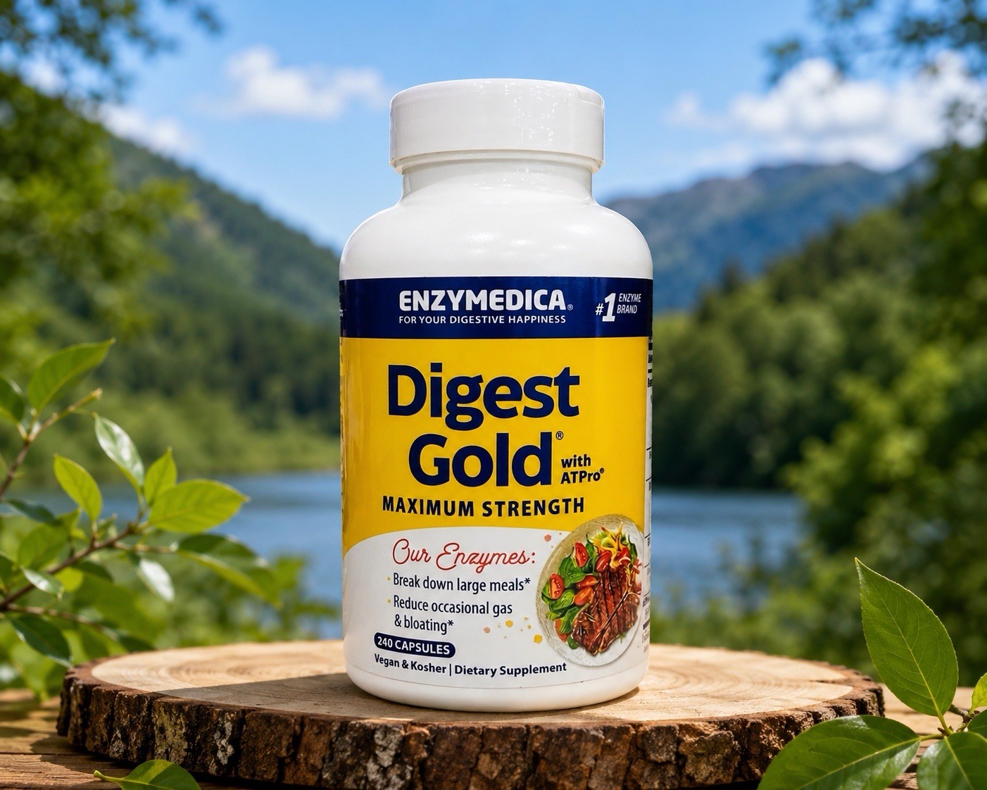 Enzymedica, Digest Gold + ATPro, Maximum Strength 240 Count, Light Beige