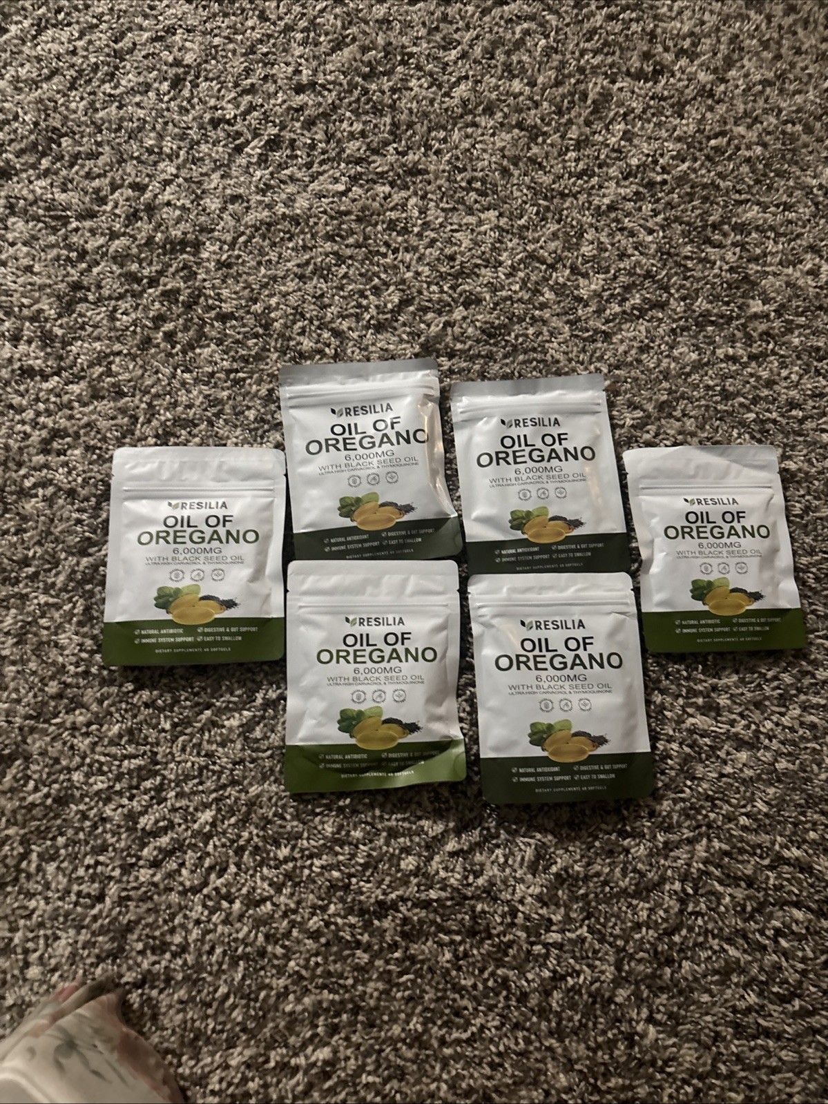 Lot Of 6 Packs Resilia Oil Of Oregano With Black Seed Oil 6,000 Mg 60 Tabs Each