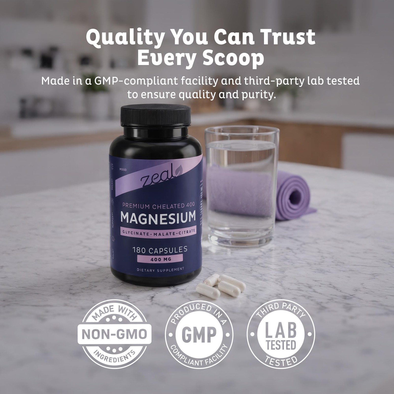Zeal Naturals Triple Magnesium 180 Count (Pack of 1), Capsule (180 Count)