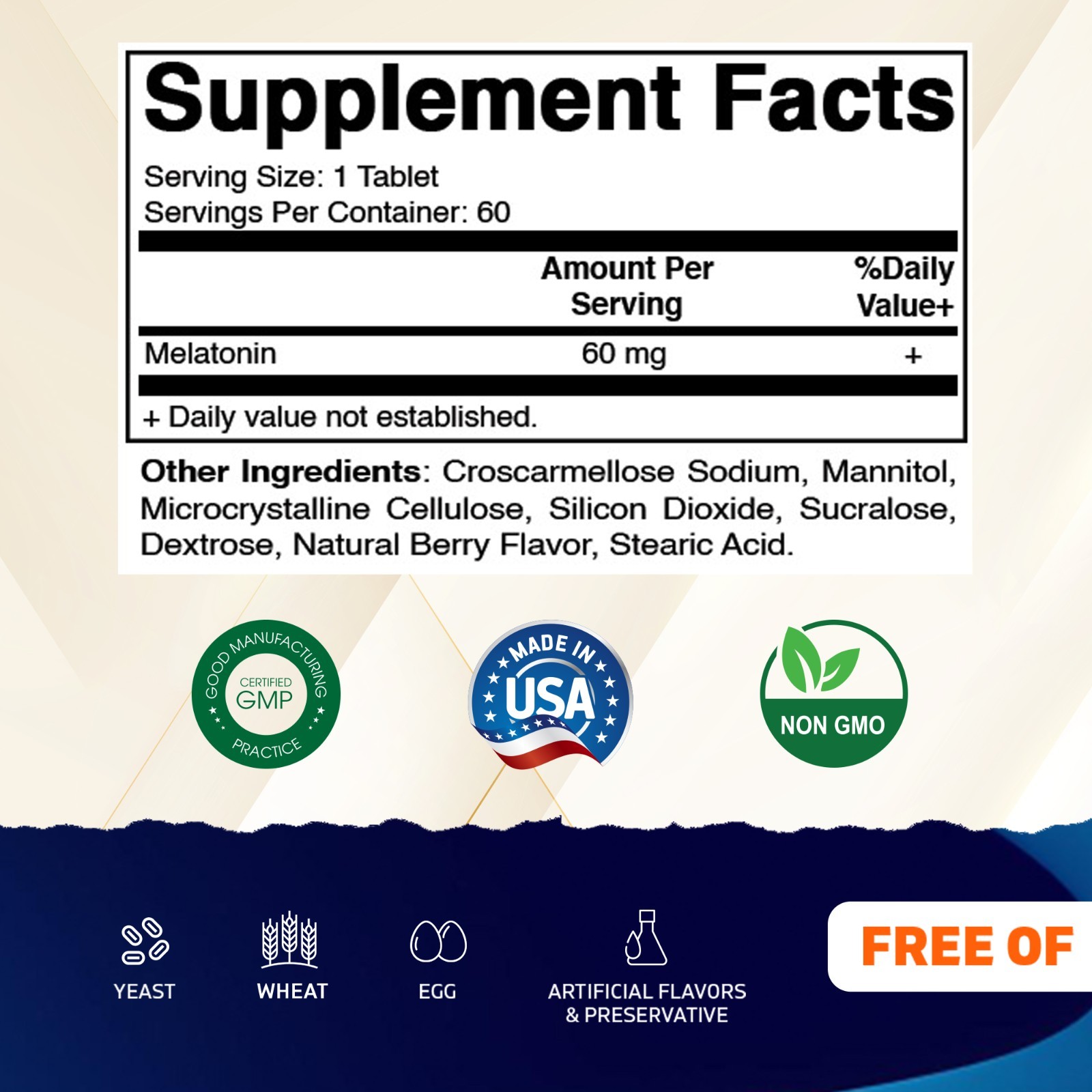(3 Pack) Vitamatic Melatonin 60mg Fast Dissolve Tablets – 60 Vegan Tablets