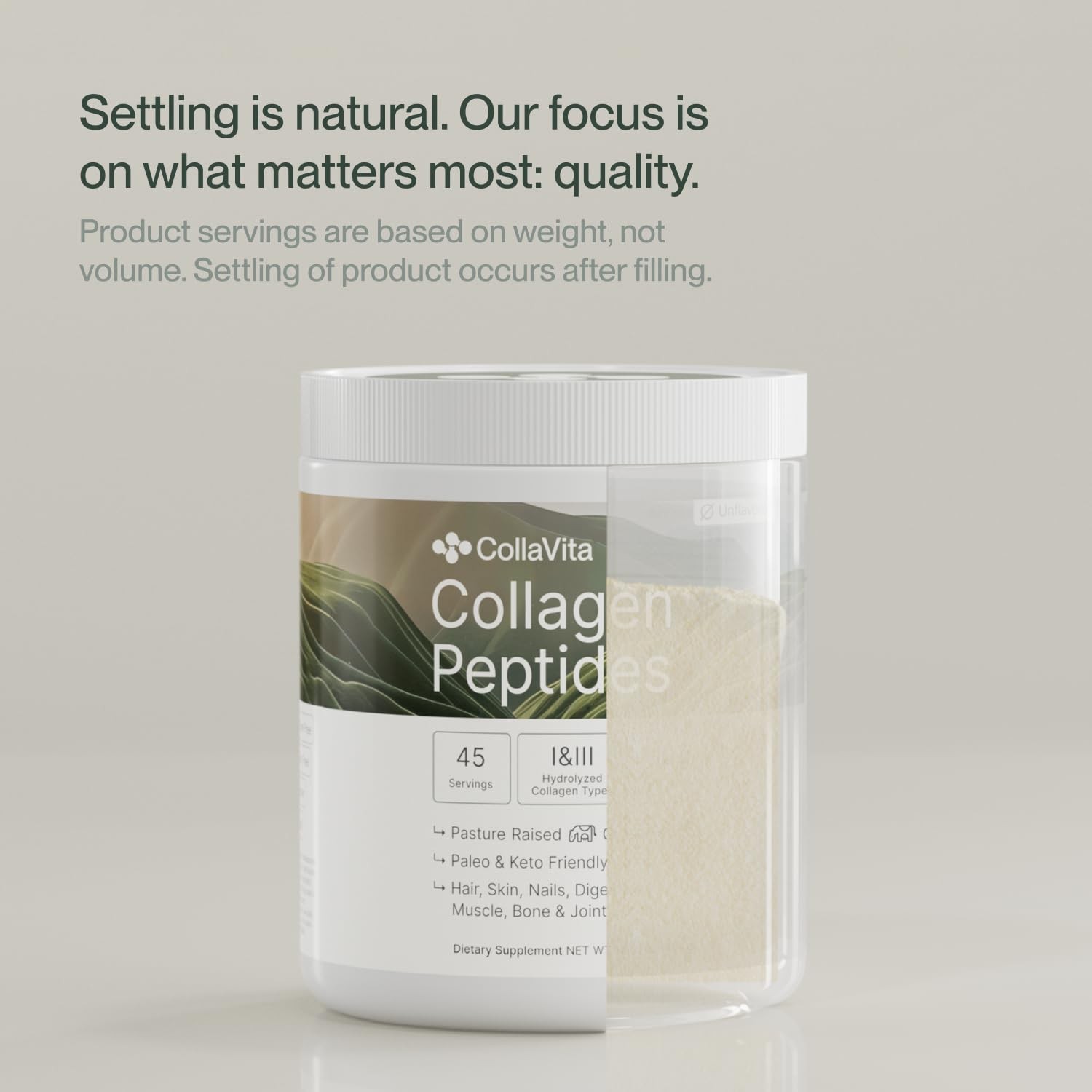 CollaVita Collagen Peptides Powder (3 Month 2 Pound (Pack of 1), Beige
