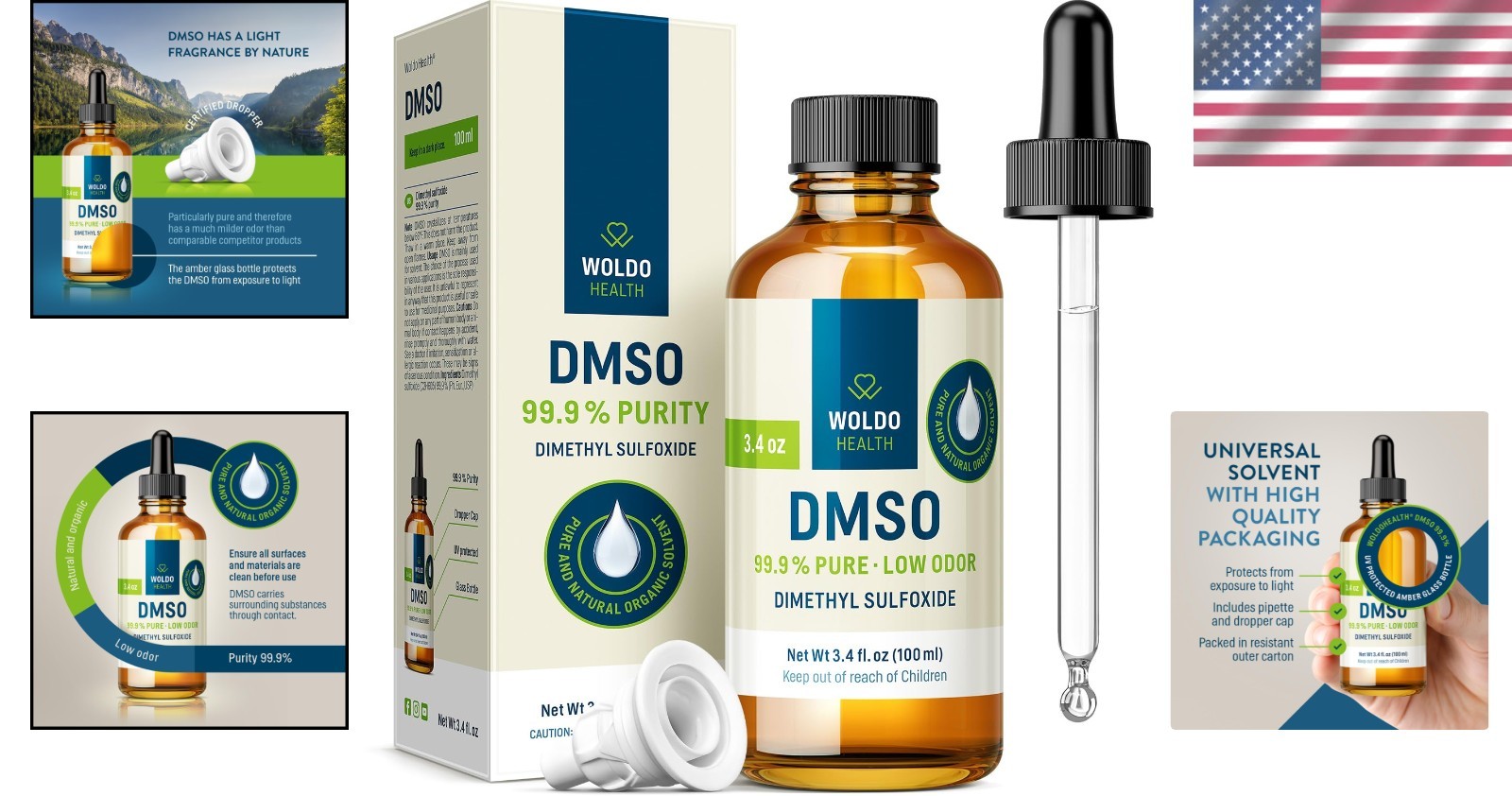 99.9% Pure DMSO Liquid – FT-IR Verified, Low Odor, 3.38 fl. oz in Glass Dropper