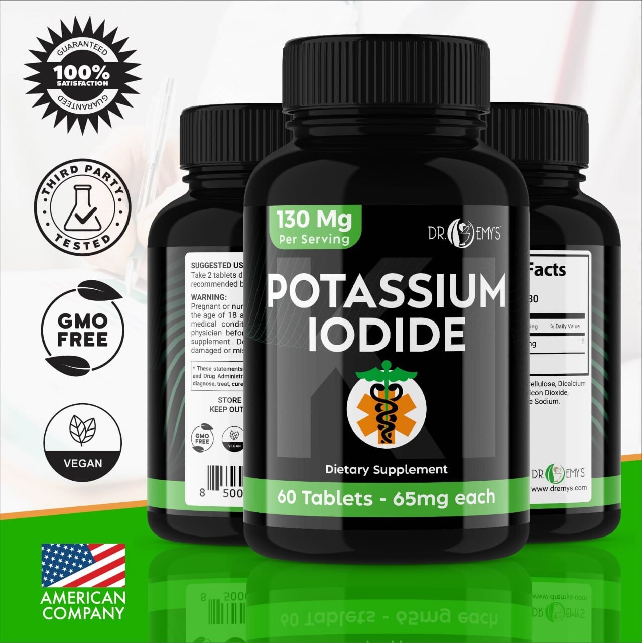 (5PK) – Potassium + Iodide Pills Tablets☆130 mg Supplement☆Survival Kit Fallout