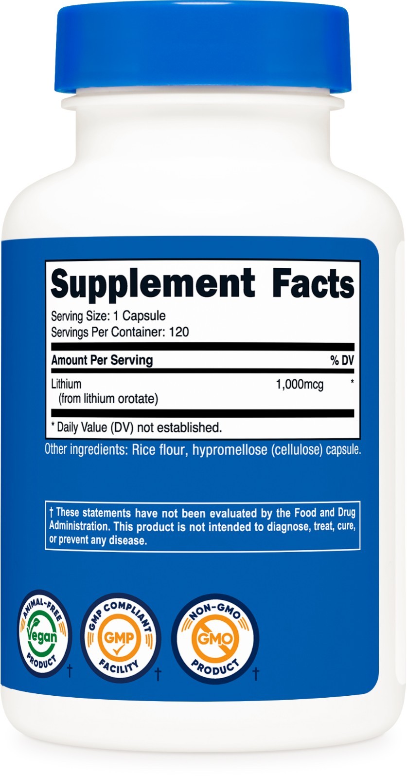 Nutricost Lithium Orotate (1,000mcg) 120 Capsules – Vegan, Gluten-Free, GMO-Free