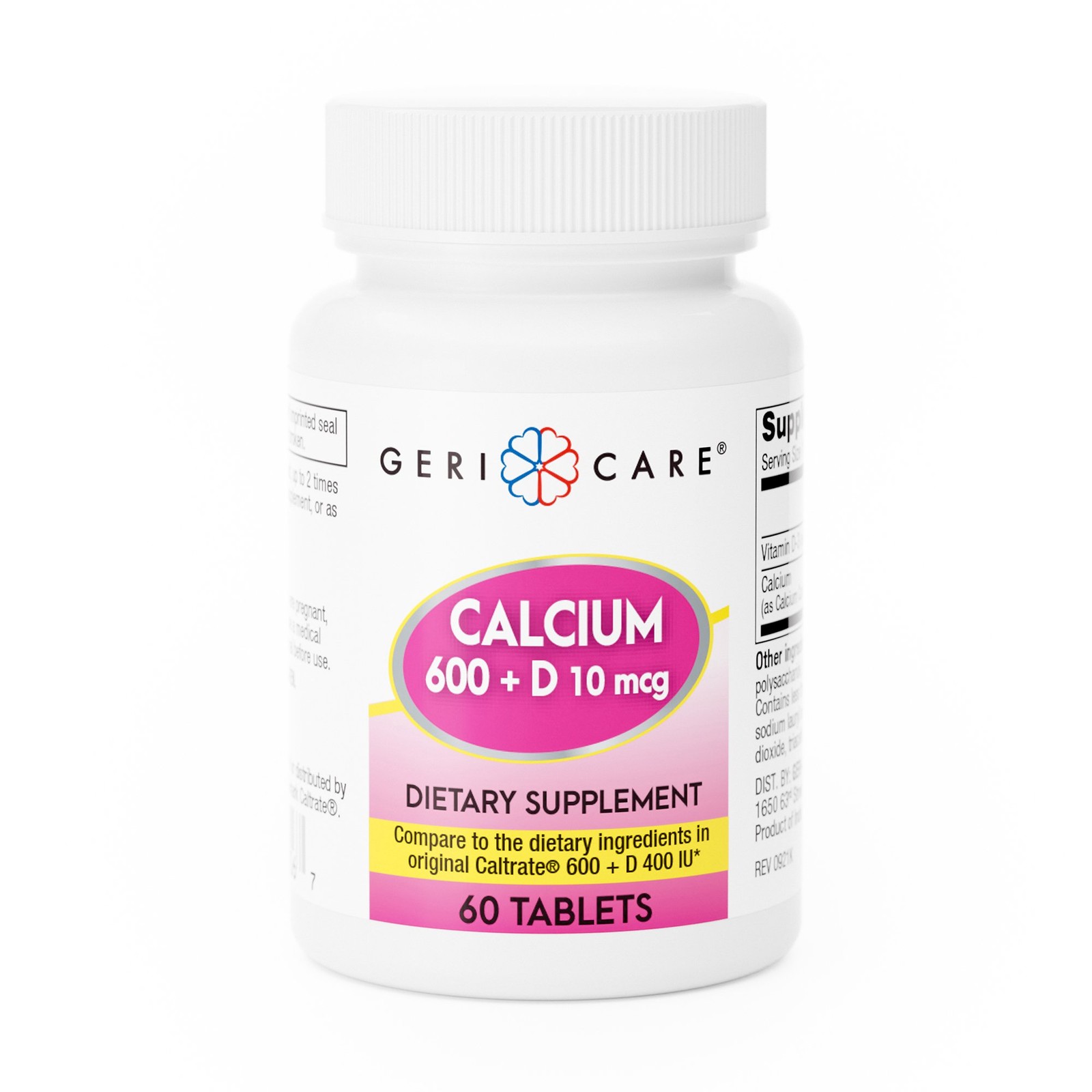 Geri-Care Calcium Tablet 600 MG – 400 IU 748-06-GCP 1 Bottle 60 per Bottle