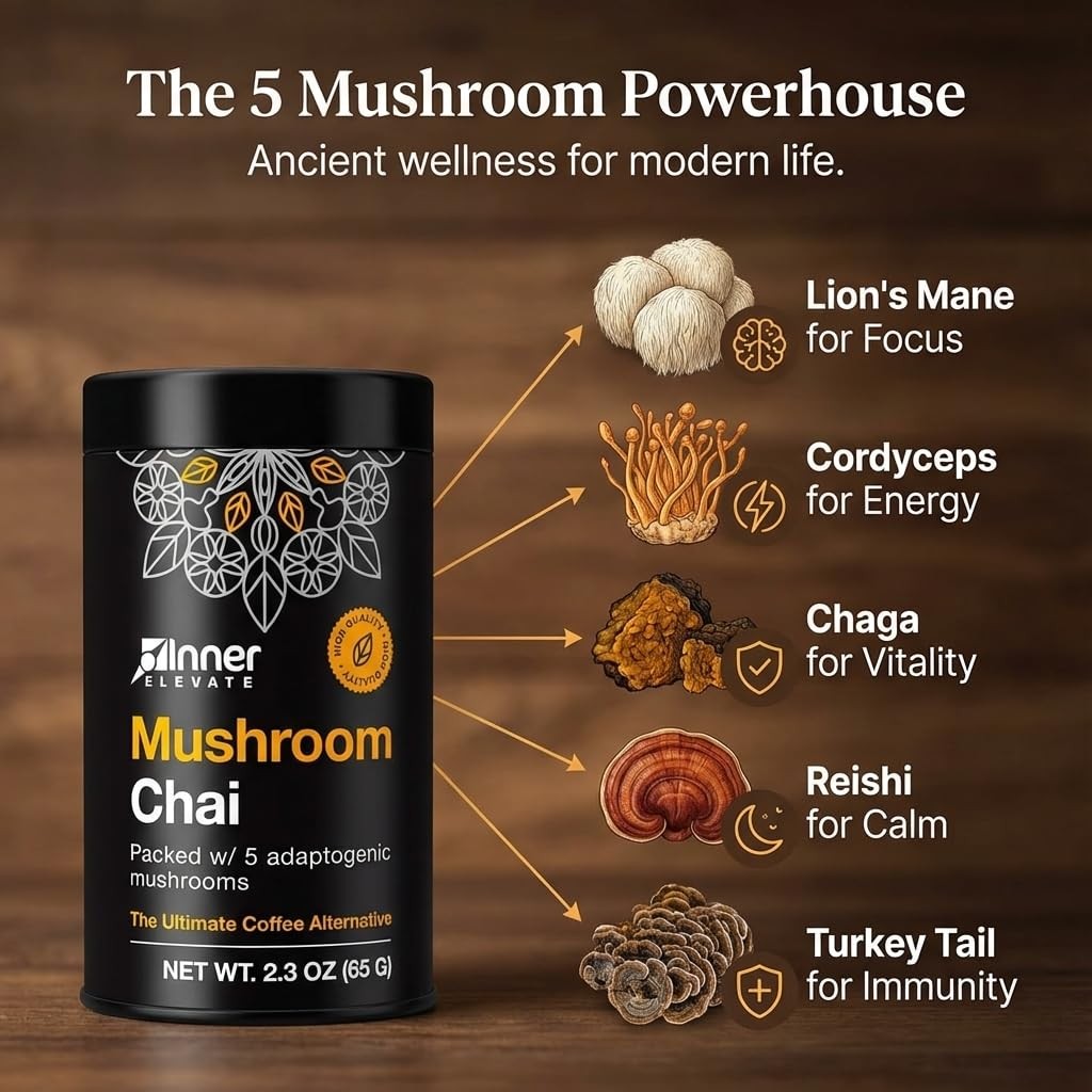 Superfood Chai – Ultimate Coffee Alternative – Adaptogenic Tea Drink with Lio…