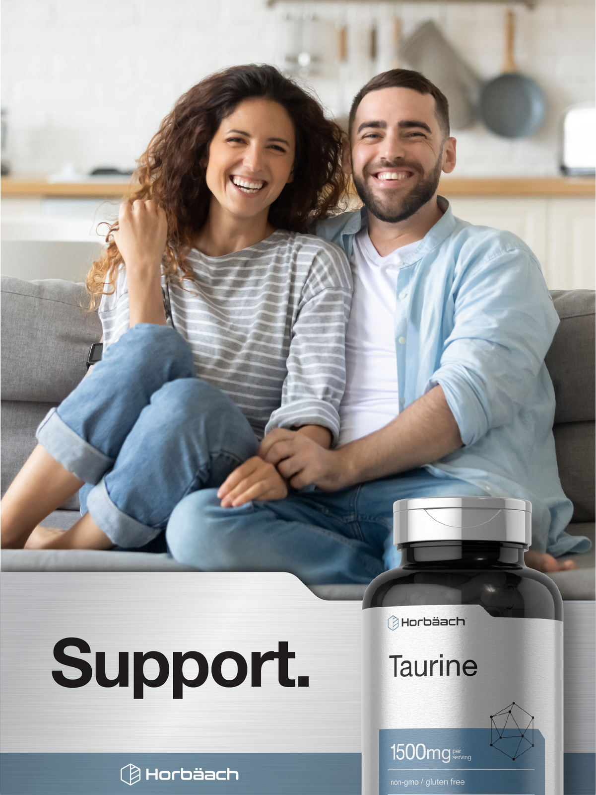 Taurine 1500mg Capsules | 180 Count | Non-GMO and Gluten Free | by Horbaach