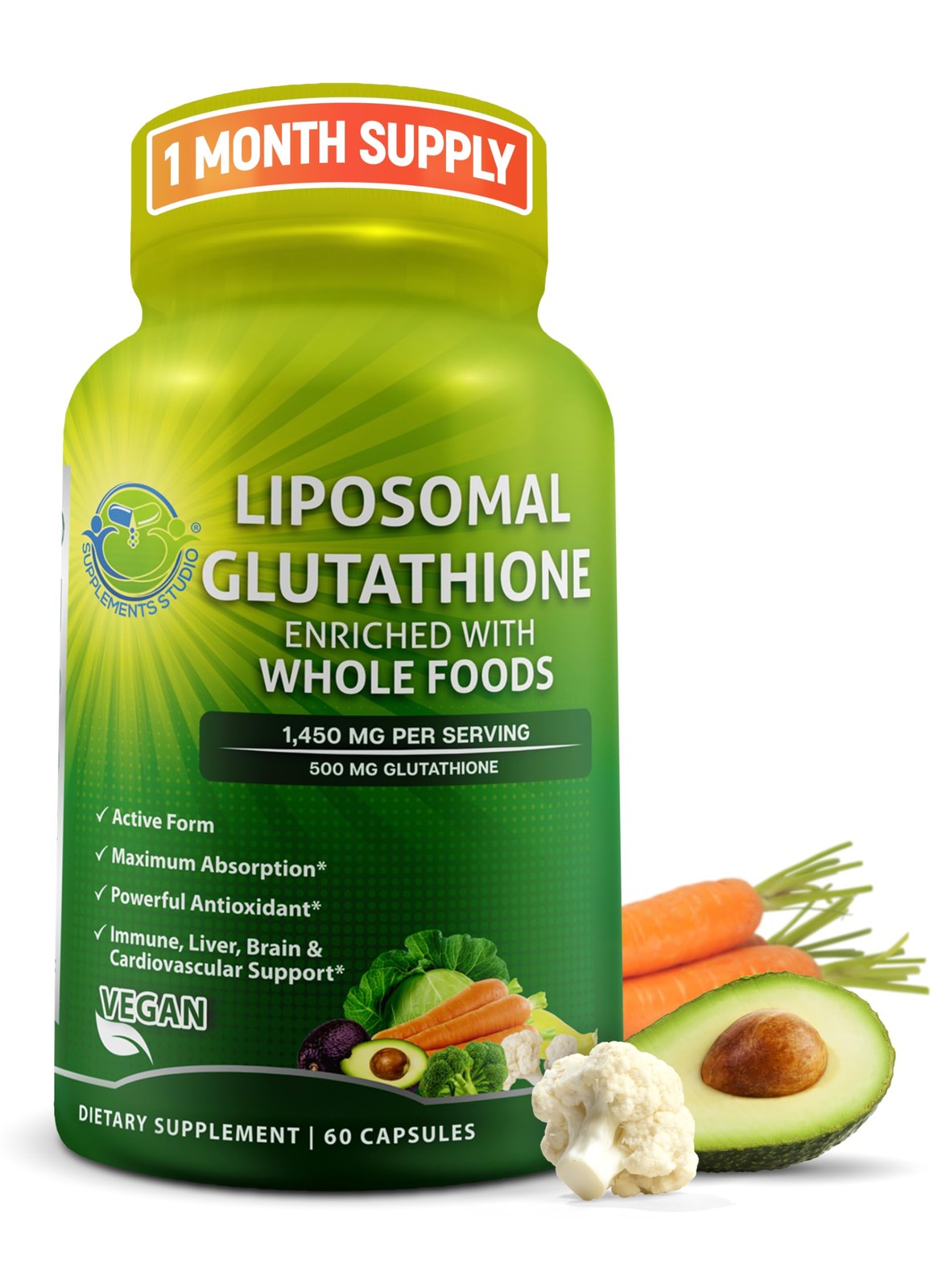 Liposomal Glutathione 500mg Active Form L Glutathione Reduced for Maximum Ab…