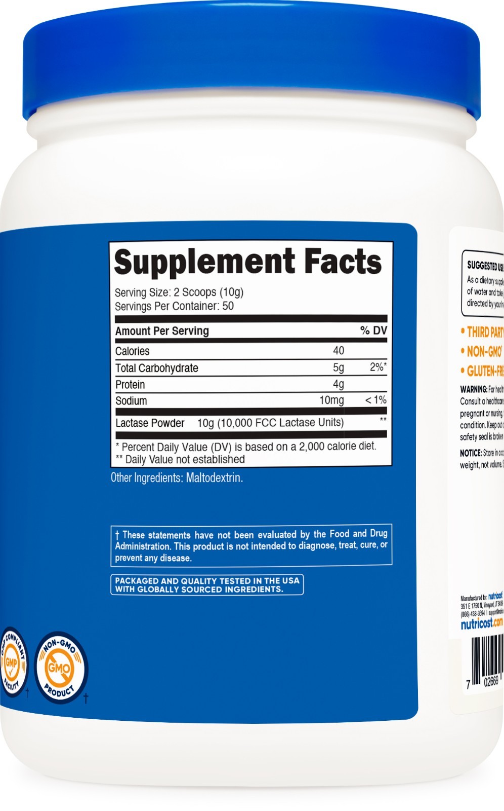 Nutricost High Quality Lactase Powder 500G – Non-GMO