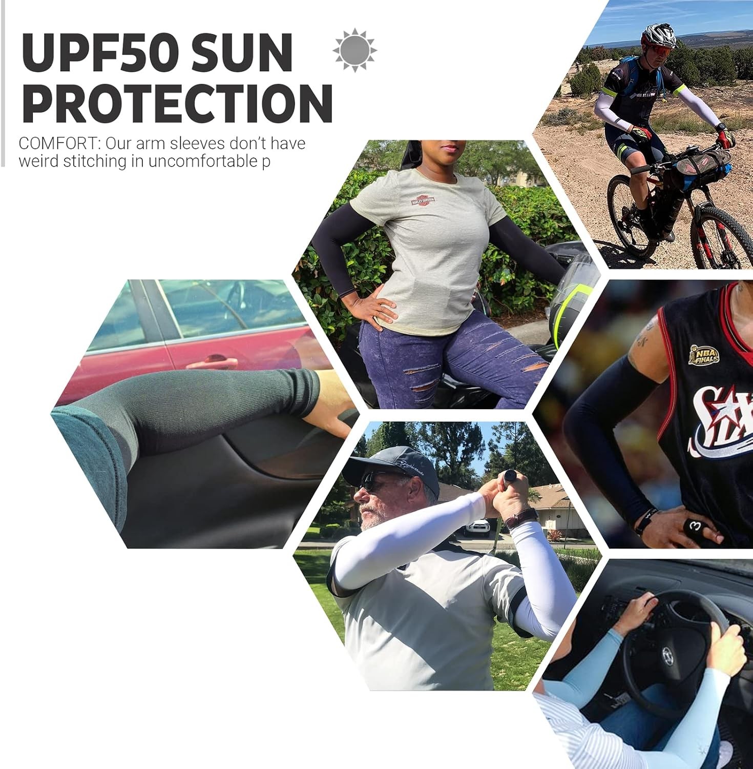 HEGCOIIE UV Sun Protection Arm Sleeves for Men & Women – Tattoo Cover Up – UPF 5