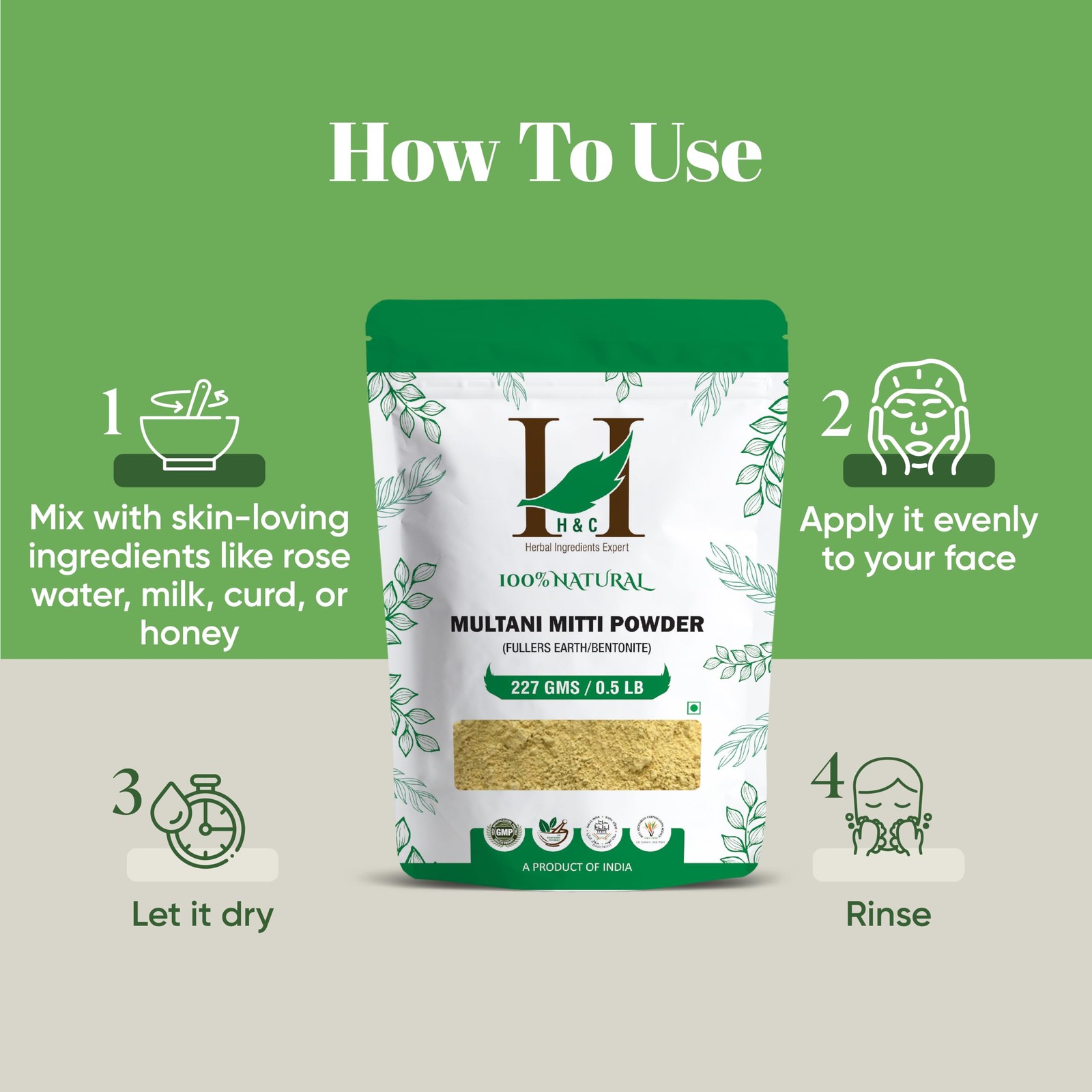 H&C Herbal Ingredients Expert 100% Pure Fuller’s Earth 8 Ounce (Pack of 1)