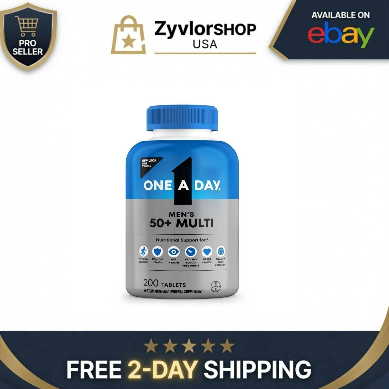 One A Day Men’s 50+ Multivitamin Tablets, 200 Count, Heart Health Support
