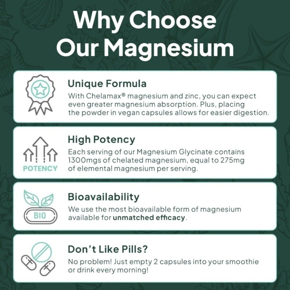 Organics Ocean Pure Magnesium Glycinate Zinc-Maximum Strength Chelated(1-3 pack)